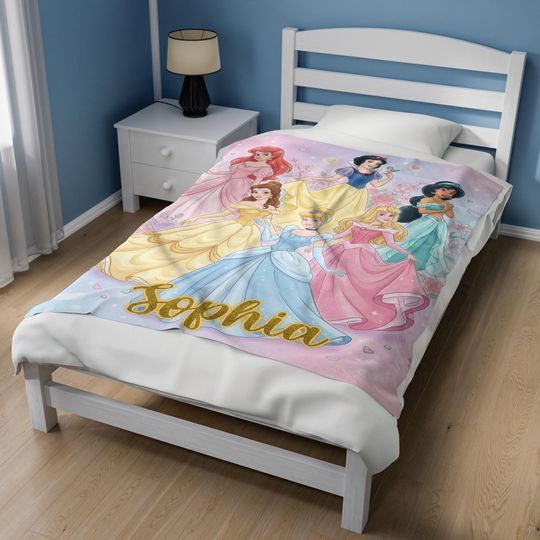Personalized Watercolor Coquette Bows Disney Princess Blanket