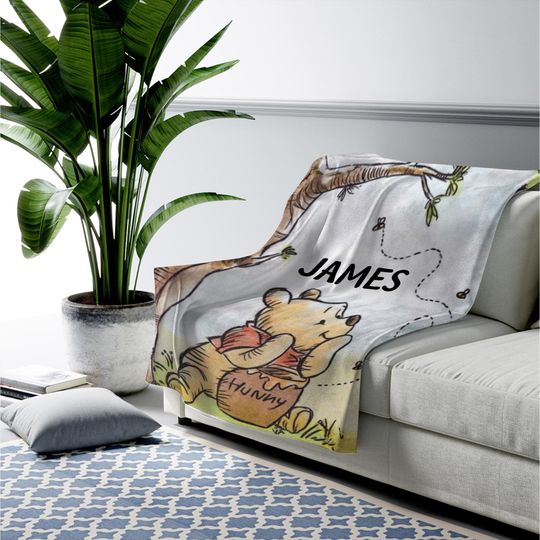 Personalized Winnie The Pooh Blanket, Pooh Bear Blanket