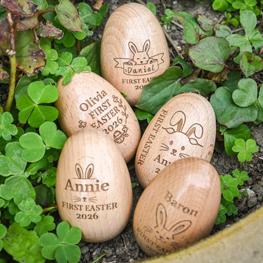 Personalized Wooden Easter Egg Shakers, Easter Basket Gifts, Baby First Easter, Egg Keepsake, Kids Musical Instrument, Easter Decor