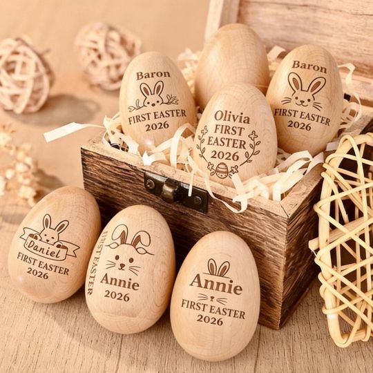 Personalized Wooden Easter Egg Shakers, Easter Basket Gifts, Baby First Easter, Egg Keepsake, Kids Musical Instrument, Easter Decor