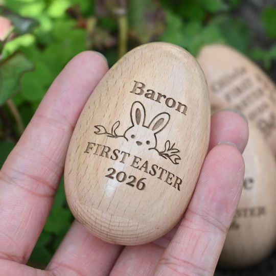 Personalized Wooden Easter Egg Shakers, Easter Basket Gifts, Baby First Easter, Egg Keepsake, Kids Musical Instrument, Easter Decor