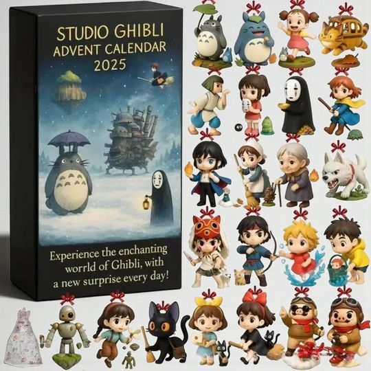 New Totoro Ghibli Anime Christmas Advent Calendar 24 Days Surprise Figures Holiday Countdown Gift for Anime Fans, Christmas Gift