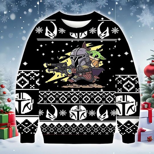 Space Warrior Christmas Sweatshirt With Green Alien