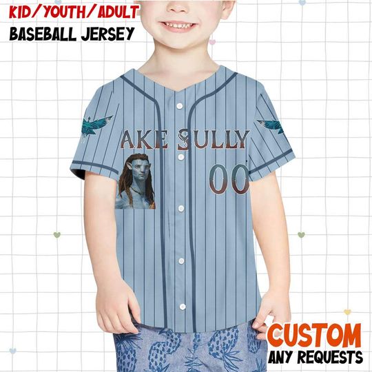 Personalized Jake Sully Avatar Baseball Jersey, Custom Fire and Ash Avatar Festival Jersey