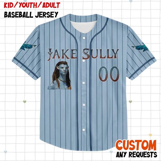 Personalized Jake Sully Avatar Baseball Jersey, Custom Fire and Ash Avatar Festival Jersey