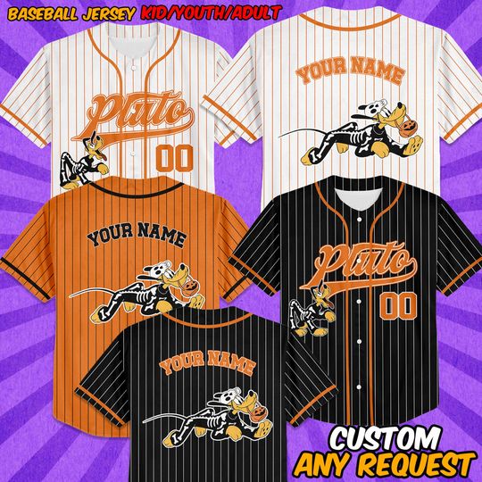 Custom Disney Pluto Halloween Collection Simple Baseball
