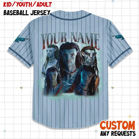 Personalized Jake Sully Avatar Baseball Jersey, Custom Fire and Ash Avatar Festival Jersey