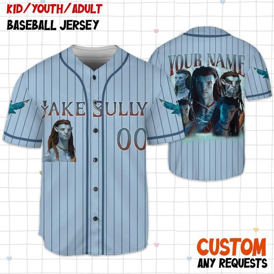 Personalized Jake Sully Avatar Baseball Jersey, Custom Fire and Ash Avatar Festival Jersey