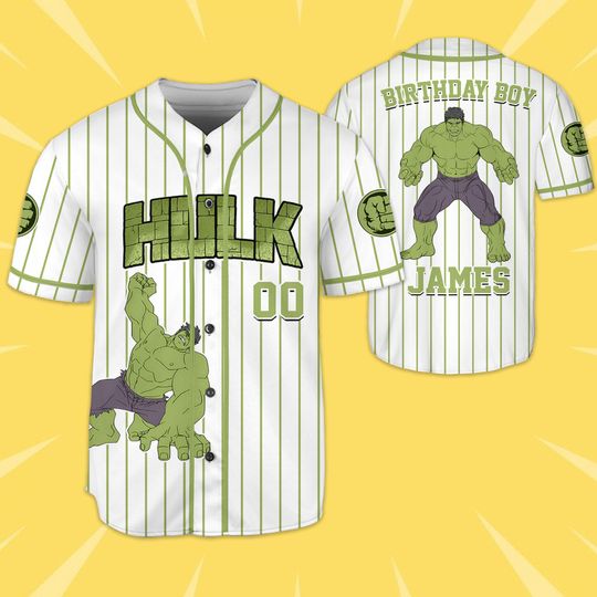 Personalized Hulk Baseball Jersey, Hulk Baseball Jersey Kids, Youth, Adult, Spiderman Birthday Boy Jersey, Family Shirts