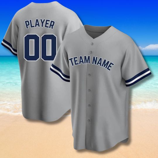 Personalized Pinstripe Baseball Jersey Shirt Custom Team Name & Number Unisex Button Up White or Black Vintage Sports Uniform Gift