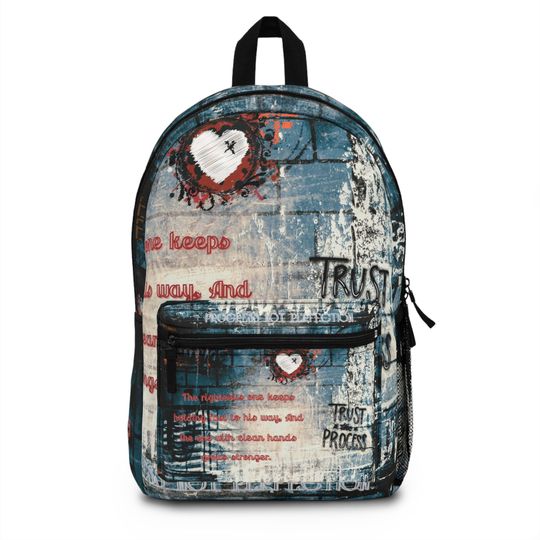 Lightweight Polyester Backpack with Graffiti Art Design
