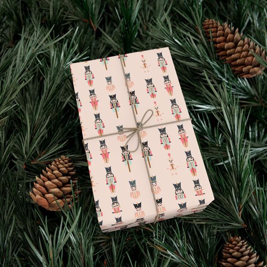 Wrapping Paper, Holiday Gift Wrap, Christmas Gift Wrap, Nutcracker Soldiers, Evergreen Trees, Festive Gift Paper, Nutcracker Wrapping Paper