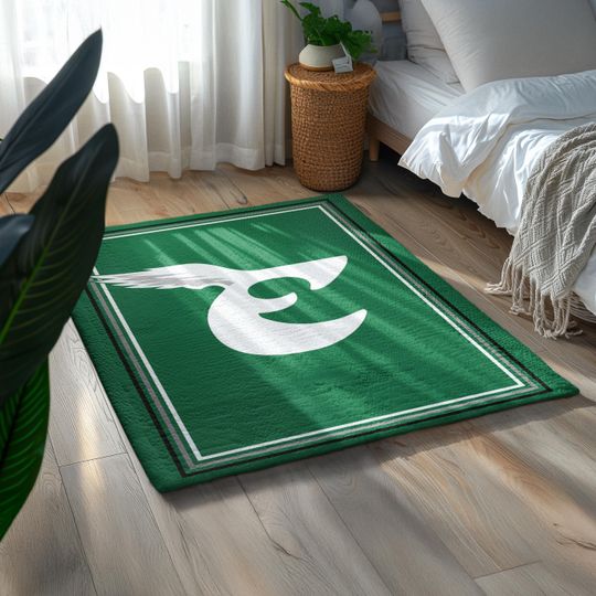 Eagles Vintage Kelly Green Area Rug | Retro Football Home Decor,80s 90s Philly Team Logo Rug, Sports Room Mat
