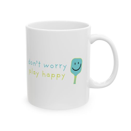 Playful Ceramic Mug - Pickleball Happiness