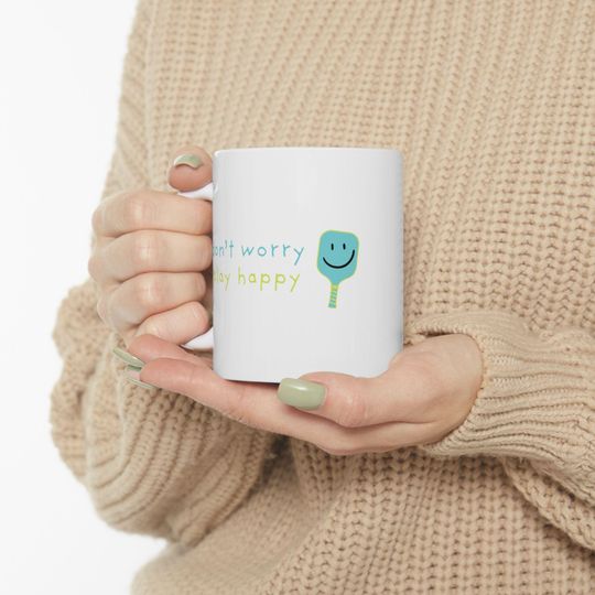 Playful Ceramic Mug - Pickleball Happiness