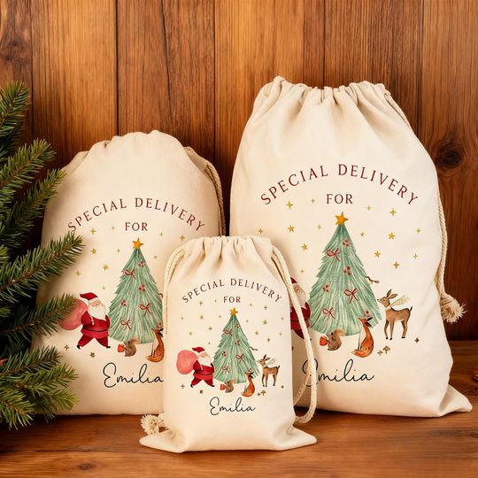Traditional Sack, Baby First Christmas Santa Sack, Large Christmas Toy Sack, Custom Santa Sack,My first Christmas Sack,Family Christmas Gift