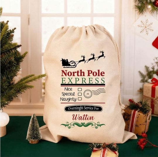 Christmas Present Sack, Personalised Christmas Toy Sack, Santa Bag, Custom Christmas Santa Sack, Santa Sack with Name, Christmas Gift