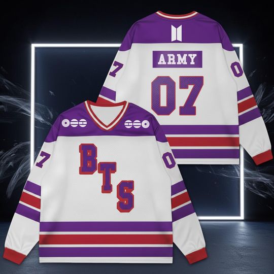 BTS Monumental World Tour Arirang, BTS Splicing Long Sleeved Army Gifts, Kpop Performance Mesh Top, BTS Hockey Jersey Gift