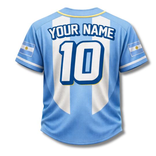 Argentina 10 Baseball Jersey Unisex Fan Shirt Custom Name & Number