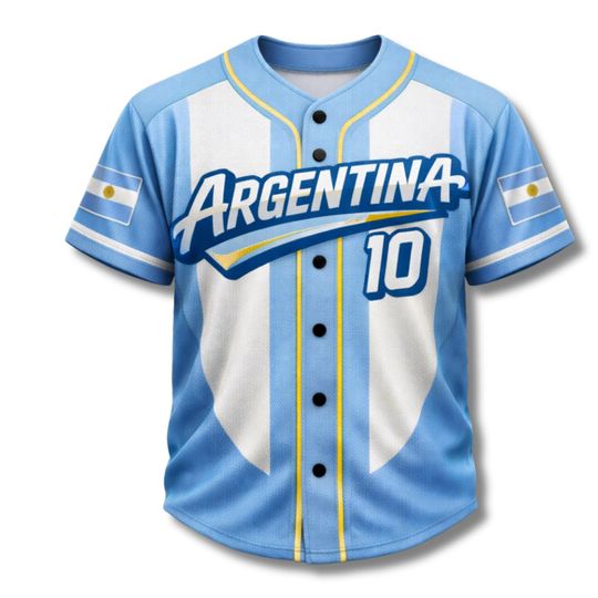 Argentina 10 Baseball Jersey Unisex Fan Shirt Custom Name & Number