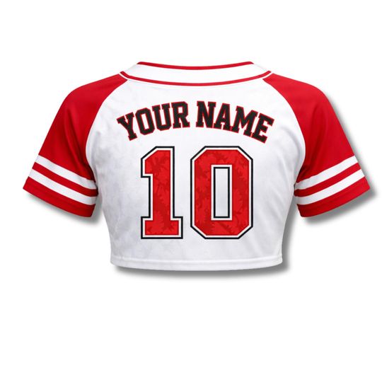 Canada Baseball Crop Top Patriotic Button Up Jersey Custom Name number Canada Day Shirt