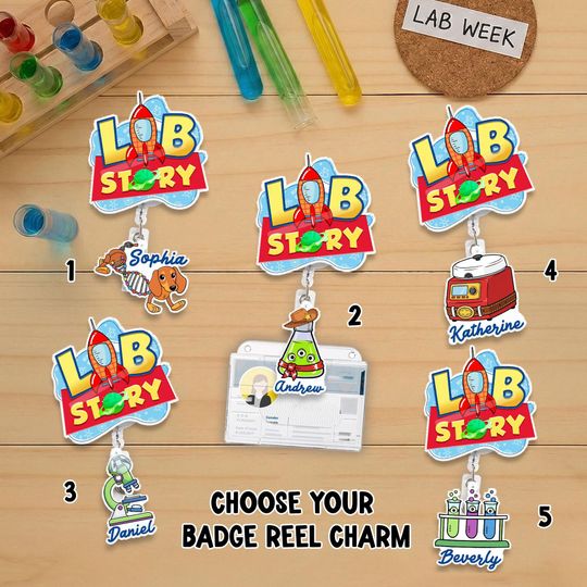 Custom Lab Week 2026 Badge Reel with Charm, Lab Story ID Holder, Laboratory Tech, Science Gift for Lab Team, Medical Assistant, Phlebotomist