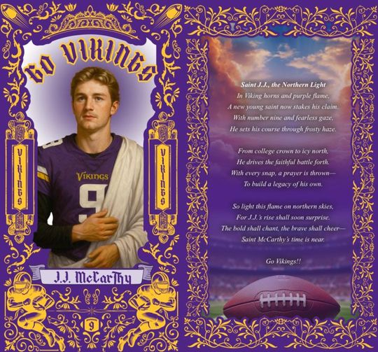 Minnesota Vikings - JJ McCarthy  Prayer Candle