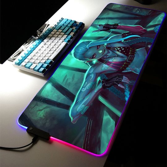 Led Mousepad Rgb Arcane Jinx Gaming Deskpad  Mouse Pad PC Laptop Gamer Mousepad Anime Antislip Mat Keyboard DeskMat