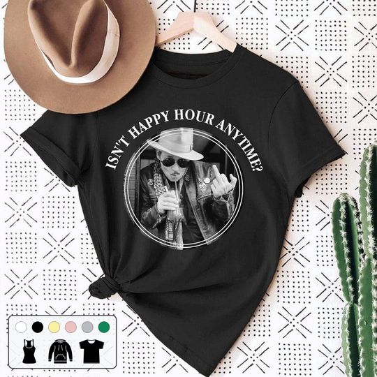 Isn't Happy Hour Anytime Johnny Depp Vintage T Shirt