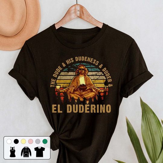 The Big Lebowski Vintage T Shirt, The Dude Abides 90s Moive Retro Shirt, El Duderino Funny Shirts