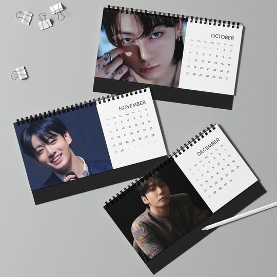 Jung Kook Bias BTS Kpop 2026 Office Desk Calendar - Christmas Gift for Fans