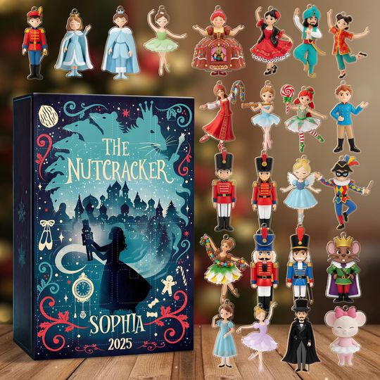 Personalized Nutcracker Advent Calendar 2025, Ballet Christmas Ornaments