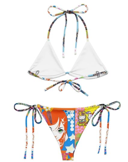 Cyber Kawaii Bikini: Anime Rave Recycled Fabric Swimsuit
