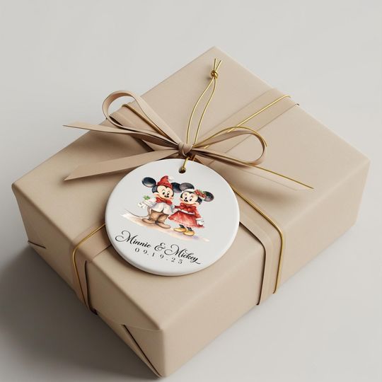 Personalized Minnie Mickey Engaged Ornament, Custom Just Married Ornament