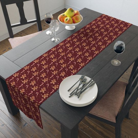 Gingerbread & Candy Cane Christmas Table Runner: Festive Holiday Decor