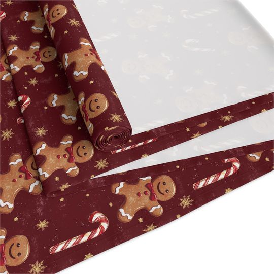 Gingerbread & Candy Cane Christmas Table Runner: Festive Holiday Decor