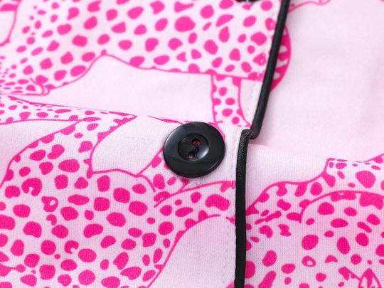 Leopard Print Pajama Set | Women's Short Sleeve Top | Button Sleepwear Shorts | Cute Animal Pattern Loungewear | Soft Summer Nightwear