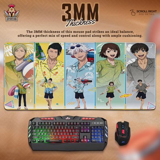 Jujutsu Satoru Mouse Pad: Beach Gojo & Friends Anime Desk Mat