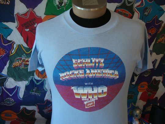Vintage THE WHO 1982 Tour Very Rare 80's Concert Schlitz Beer Promo T shirt