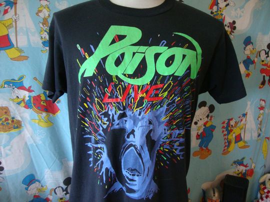 Vintage 80's POISON Live 1988 Tour band tee concert T Shirt