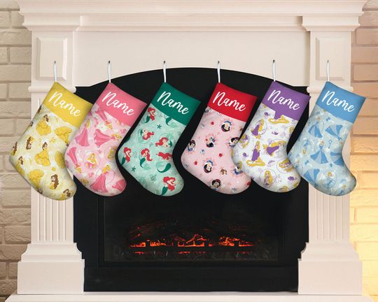 Disney Princess Christmas Stocking, Custom Name Princess Stocking