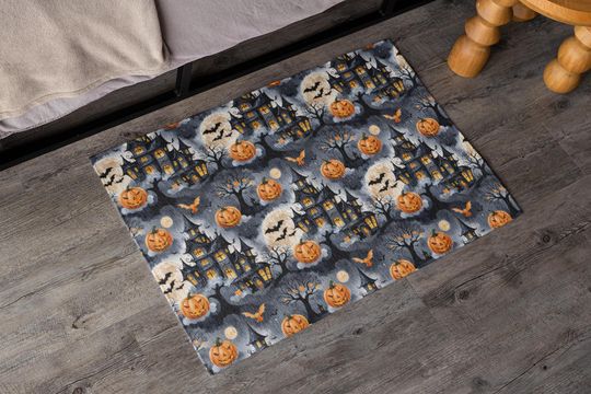 Spooky Floor Mat, Halloween Fall Welcome Mat, Haunted House Decor