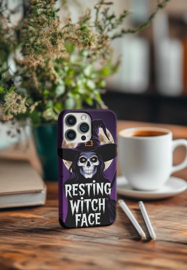 Resting Witch Face iPhone Case: Spooky Season Protective Cover