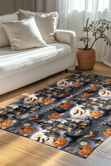 Spooky Floor Mat, Halloween Fall Welcome Mat, Haunted House Decor