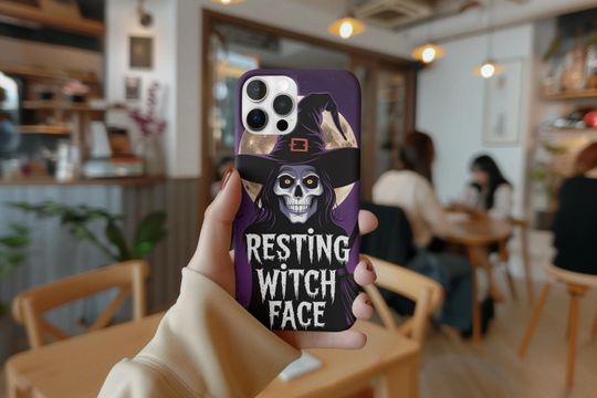 Resting Witch Face iPhone Case: Spooky Season Protective Cover