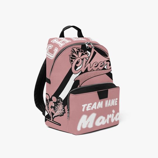 Personalized Cheer Backpack, Custom Name Leather Bag, Cheer Team Gift