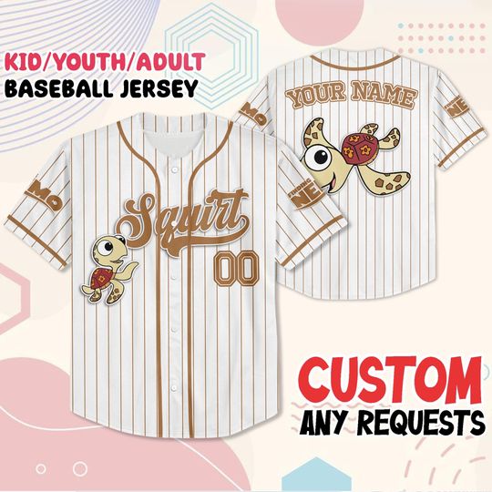 Custom Finding Nemo Squirt Baseball Jersey | All Ages | Gift for Kids, Birthday Gift