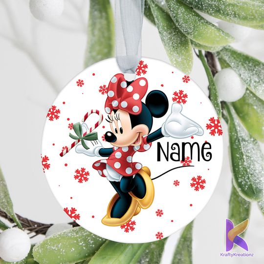 Personalized Minnie Mouse Ornament, Minnie Mouse Customized Ornament, Disney Mickey