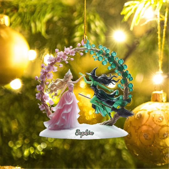 Personalized Wicked Ornament - Glinda Elphaba Custom Shape Acrylic Keepsake - Broadway Musical Fan Gift - Changed For Good Decor
