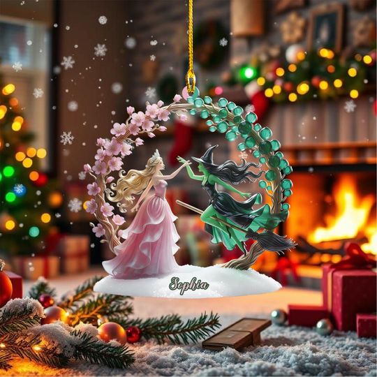 Personalized Wicked Ornament - Glinda Elphaba Custom Shape Acrylic Keepsake - Broadway Musical Fan Gift - Changed For Good Decor